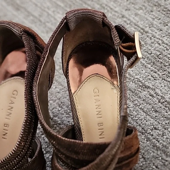 GIANNI BINI Strappy Bronze Platform Heels - Picture 6 of 14